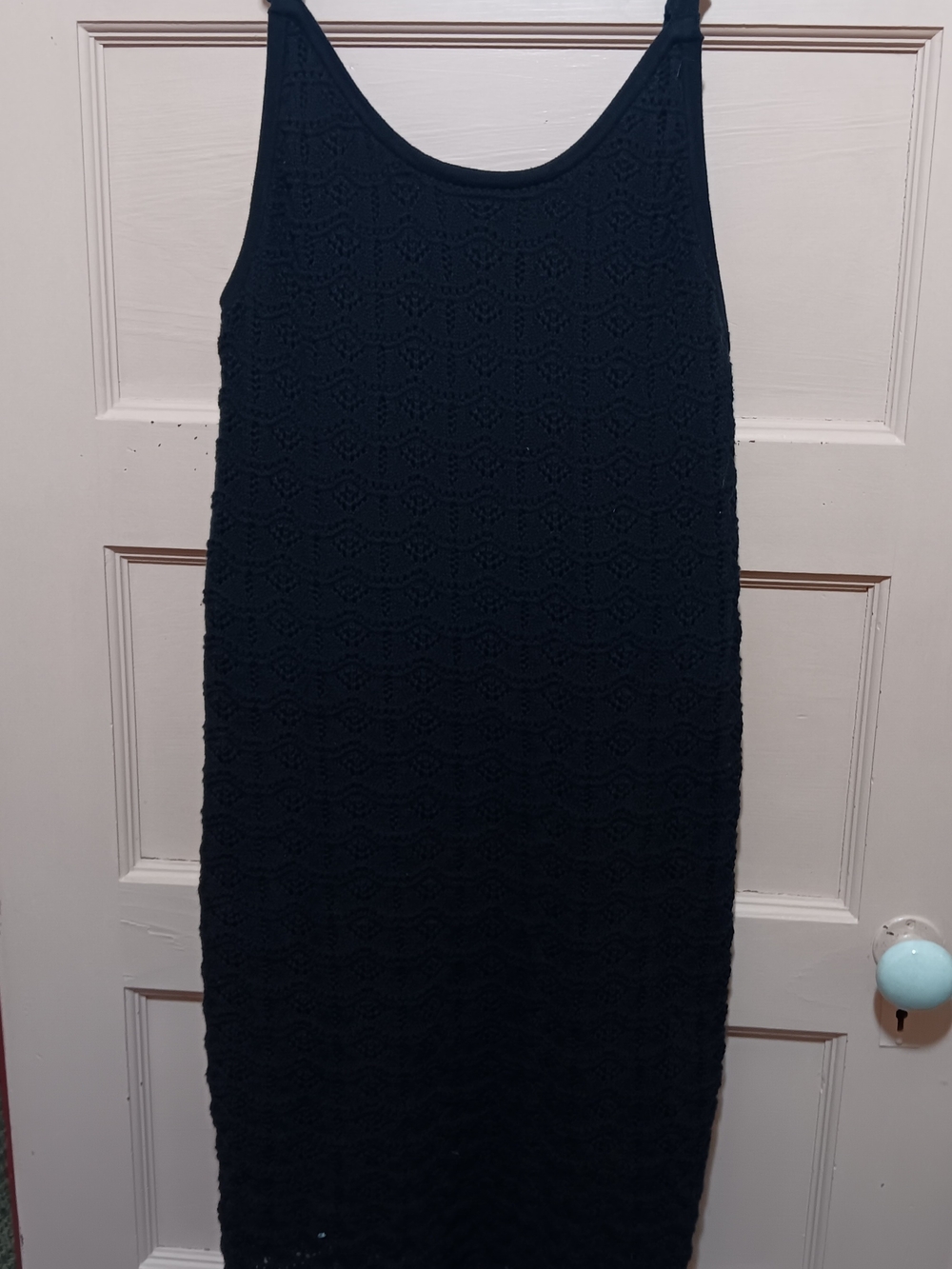Joe Fresh Black Lined Crochet Midi Dress 90s